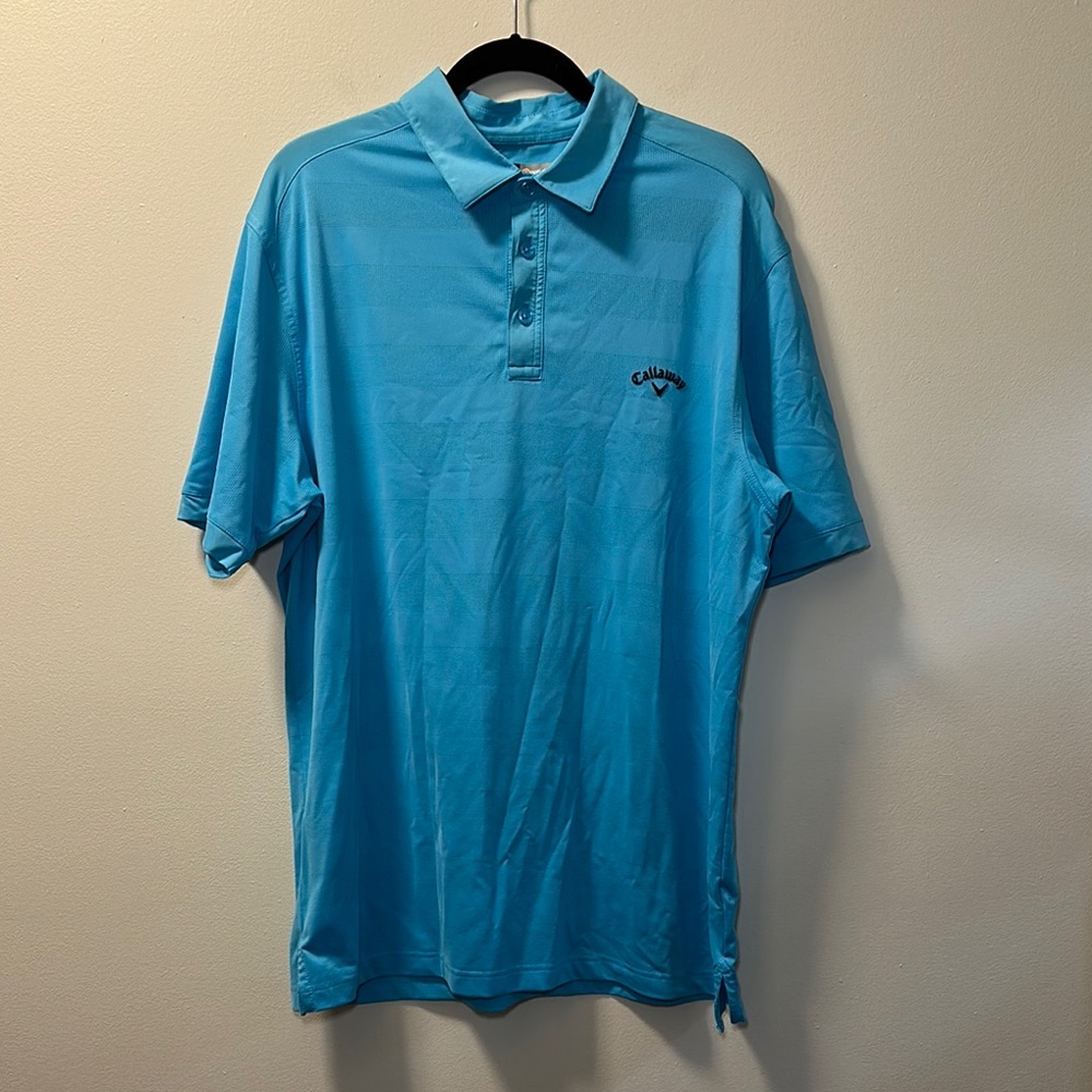 Callaway Men’s Blue Monochrome Large Stripe Opti-Dri Golf Polo Size XL